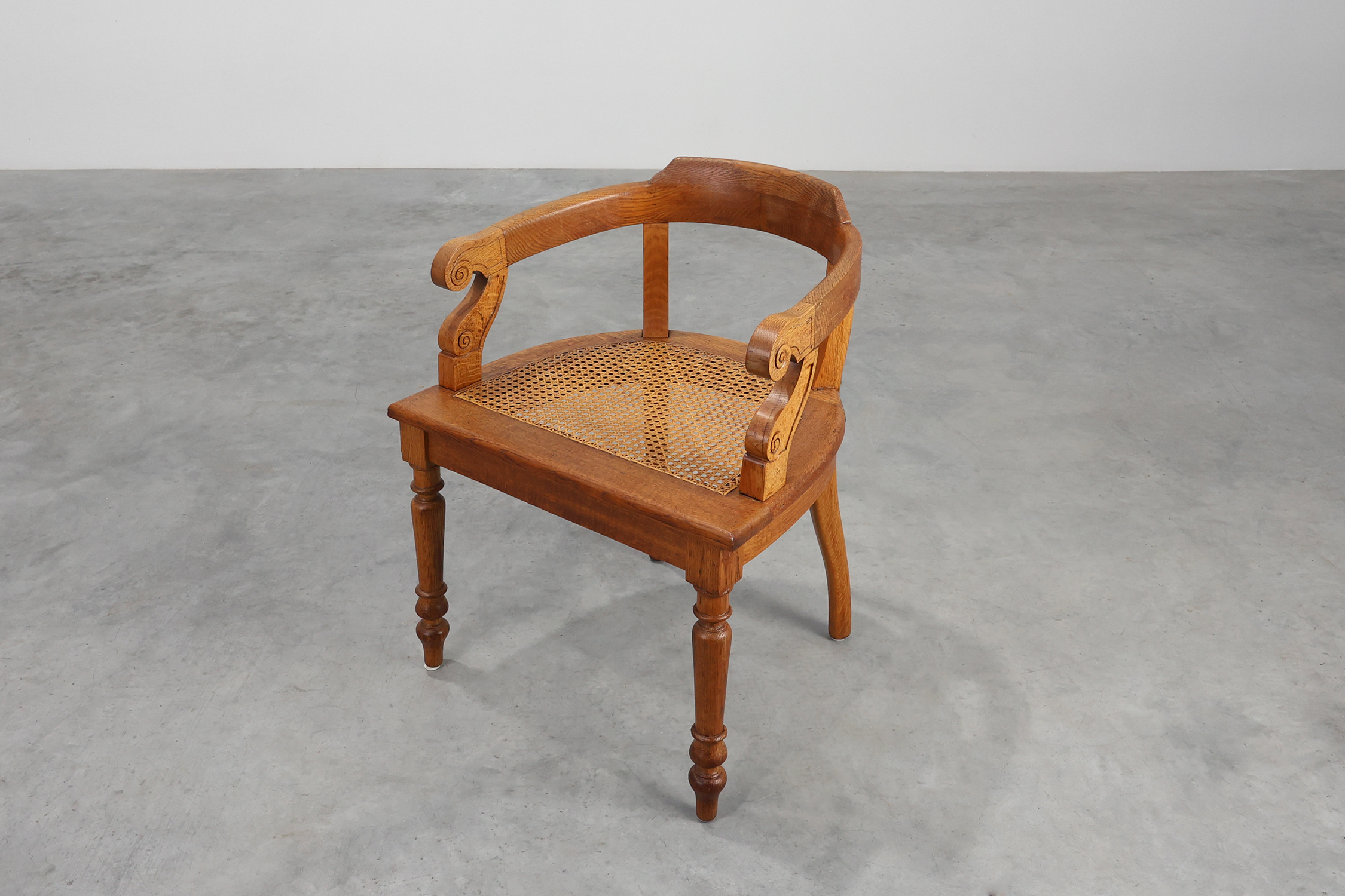 French Neoclassical Oak Chair with Wicker Seat, Late 19th Centurythumbnail